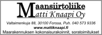 Maansiirtoliike Matti Knaapi Oy - Ilmoitus